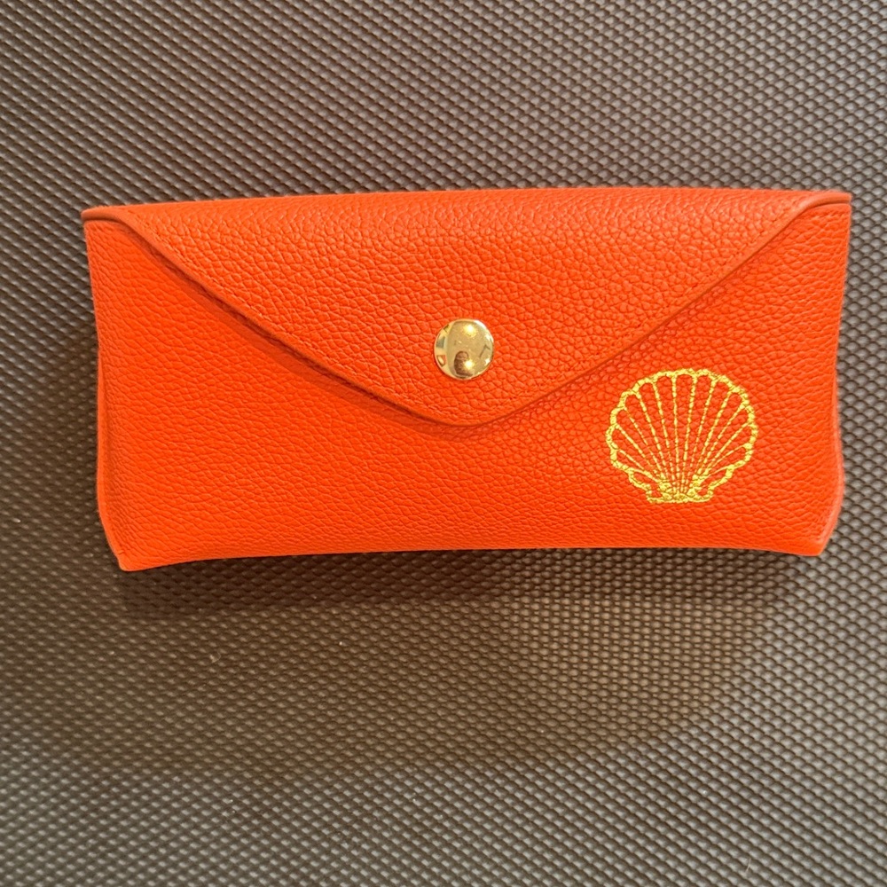 Orange Shell-Accent Leather Eyewear Case